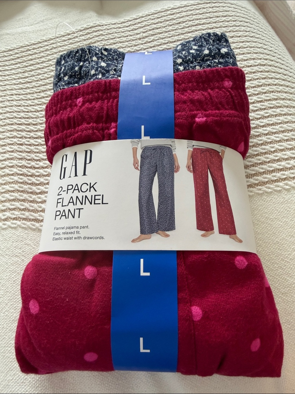 GAP 2-Pack Flannel Pajama Pants - Navy Multi & Berry with Pink Dots